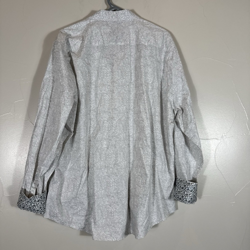 Mens Robert Graham Shirt 2XL Gray Splatter And Has Floral Flip Cuff - Picture 7 of 9